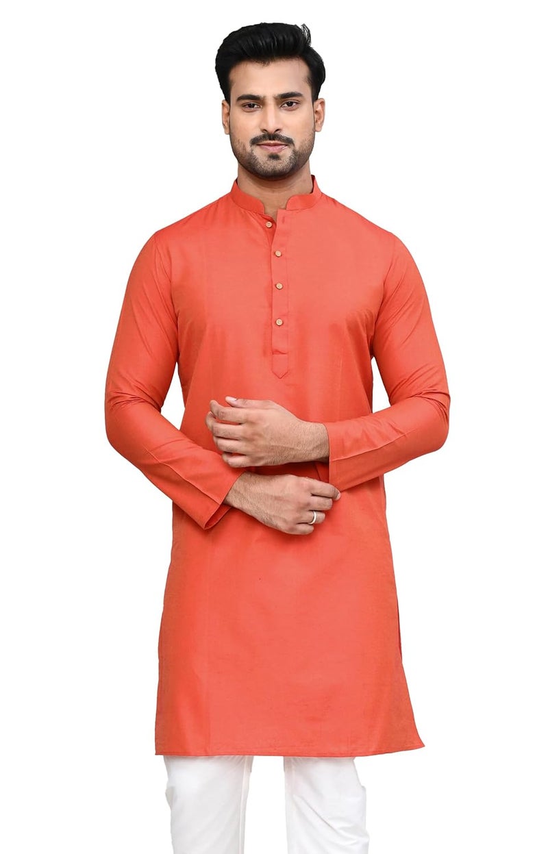 Polyfab Hathkargha Cotton Kurta for Men | Full Sleeve Regular Fit Kurta with Mandarin Collar | Traditional, Festive & Wedding Ethnic Wear - Image 1